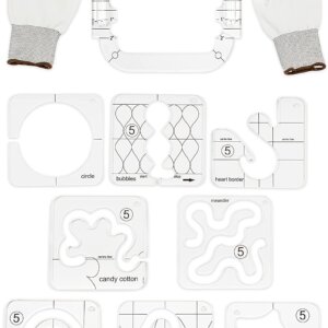 10 Piece Quilting Kit - 8 Quilting Templates, a Quilting Frame, and Quilting Gloves