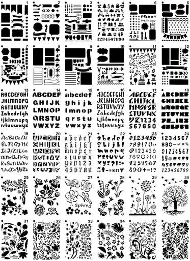 65-Pack 5" x 7" Floral Letter and Number Stencil