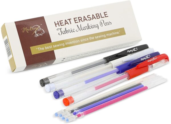 Heat Erasable Fabric Marking Pens with 4 Refills for Quilting, Sewing and Dressmaking